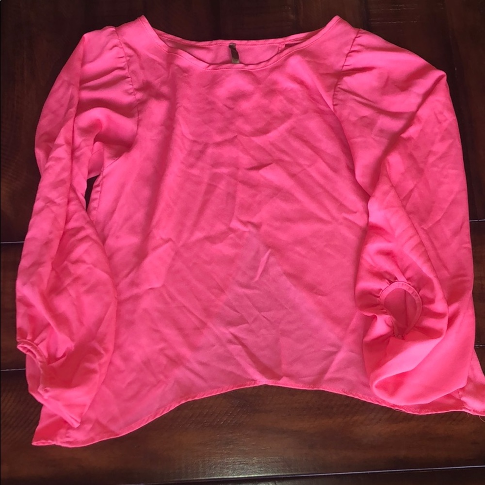 Open back hot pink blouse